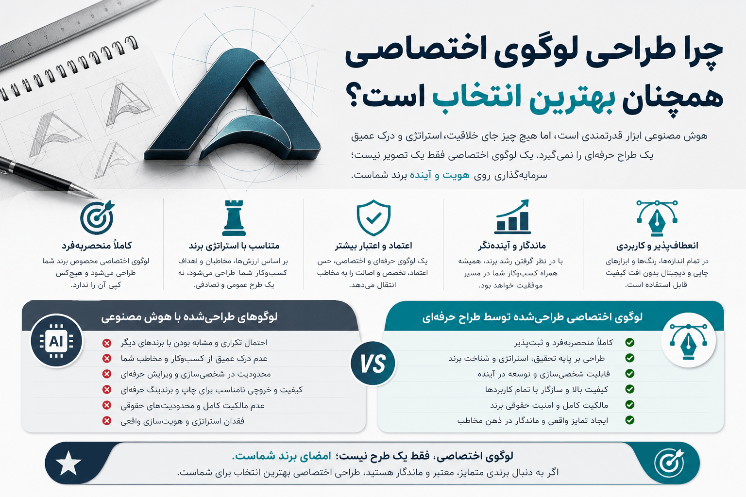 چرا طراحی لوگوی اختصاصی همچنان بهترین انتخاب است؟