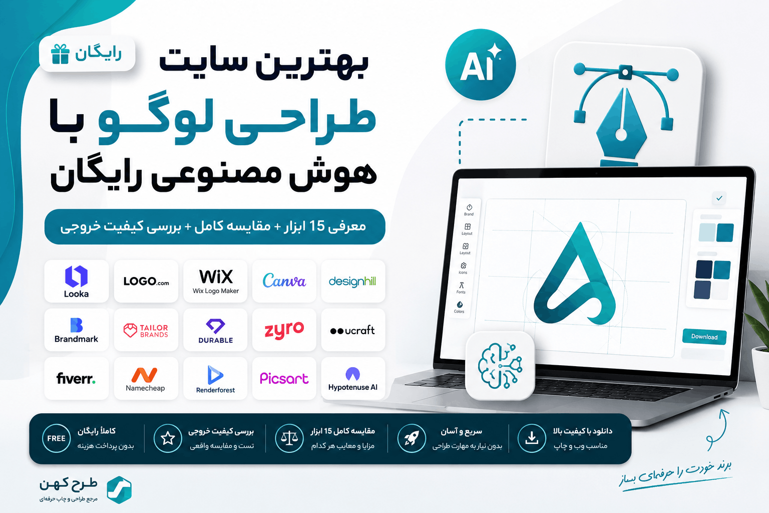 بهترین سایت طراحی لوگو با هوش مصنوعی رایگان | معرفی 15 ابزار + مقایسه کامل + بررسی کیفیت خروجی
